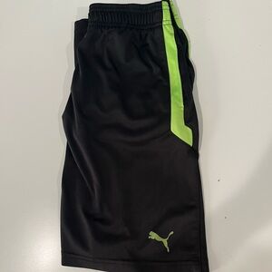Puma Youth Boys Black and Green Athletic Shorts